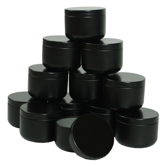 12Pack 3 oz Candle Tins with Lids,Round Metal Candle Jars for Candle Making,Bulk Empty Tins Containers for DIY Crafts Christmas Gifts Small Business Supplies–Airtight Storage Jars (Black)