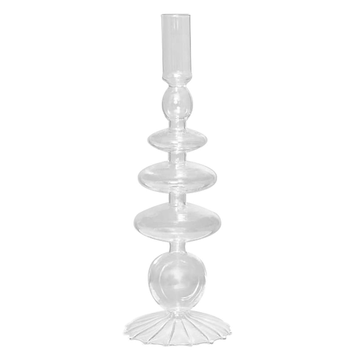 LKXHarleya Glass Candlesticks Holders, Retro Glass Candle Holder for Taper Candle Table Centerpiece Wedding Party Home Decoration, Transparent