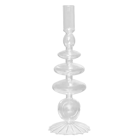 LKXHarleya Glass Candlesticks Holders, Retro Glass Candle Holder for Taper Candle Table Centerpiece Wedding Party Home Decoration, Transparent