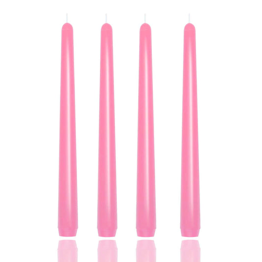 10 inch Gradient Taper Candles,Set of 4 Tapered Candle, Tall Candlesticks,Conical Stick Candles,Smokeless,Home Dinner, Party, Wedding, Halloween, Christmas (Pink, 10inch)