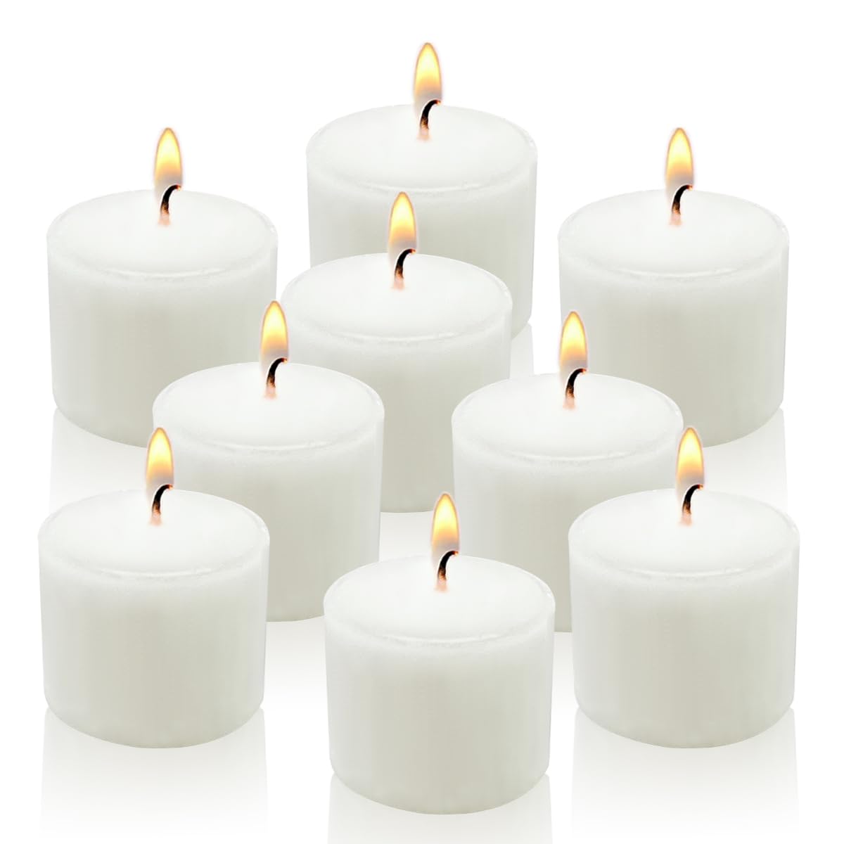 White Votive Candles, 9 Packs Small Unscented 1.5 Inch Diameter Wax Candles for Christmas Valentine's Day Wedding, Party, Table, Holiday & Home Decoration - 8 Hours Burn Time (1.5" W x 1.25" H)