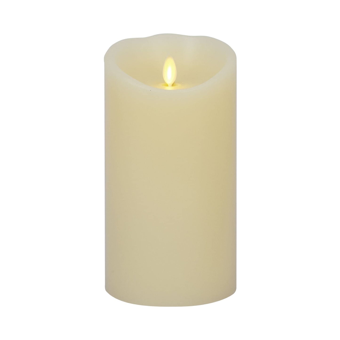 Luminara Scalloped Edge Flameless LED Candle - Ivory 4" x 7" - Real Wax Pillar Battery Operated Moving Flame w/Timer Unscented 1000Hr Runtime
