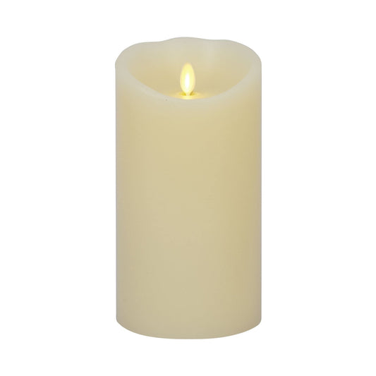 Luminara Scalloped Edge Flameless LED Candle - Ivory 4" x 7" - Real Wax Pillar Battery Operated Moving Flame w/Timer Unscented 1000Hr Runtime