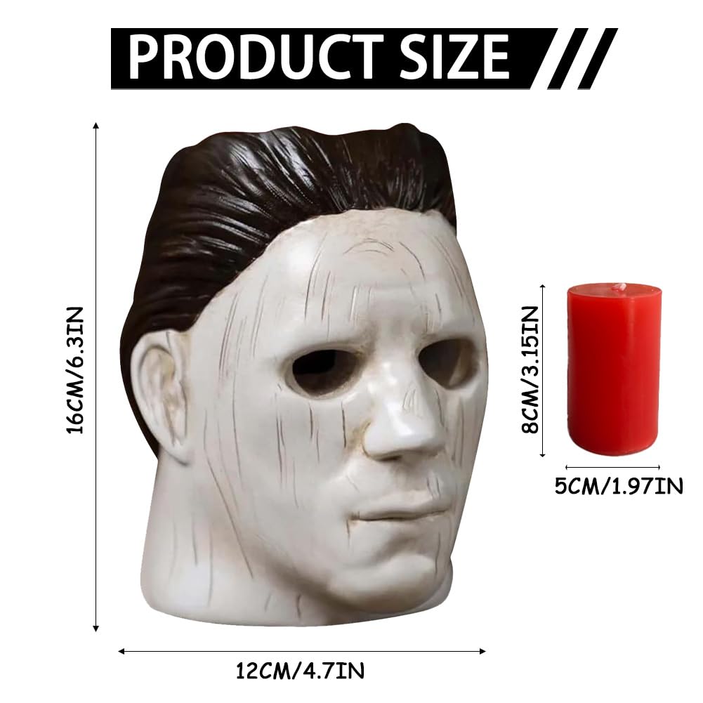 Ksheria Michael Myers Candle Holder,Halloween Candle Horror Movie Statue with Bleeding Eyes, Scary Spooky Decoration Ornament for Home Party & Living Room Contains red Candle