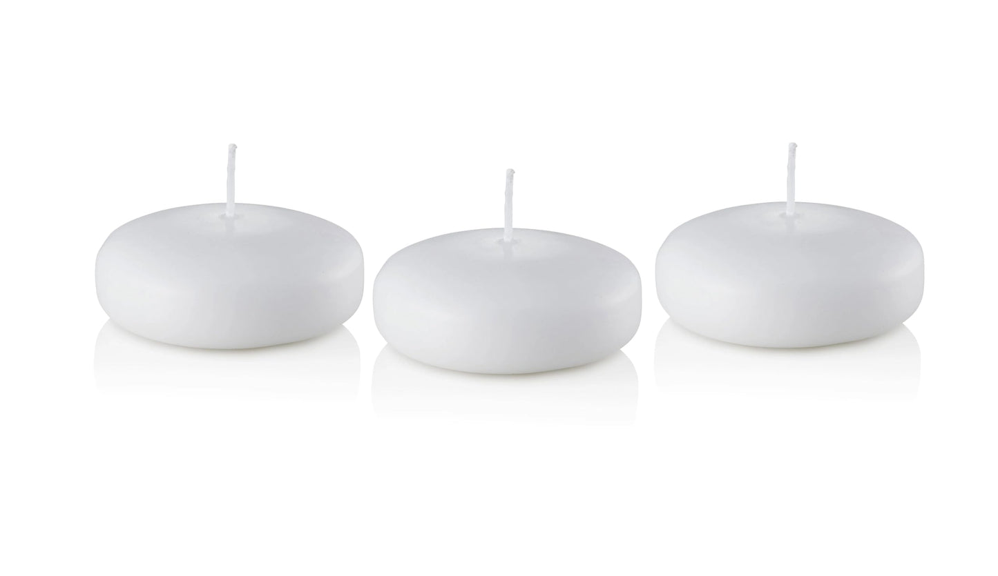 D'light Online Large White Floating Candles 3 Inch Wax Discs for Events, Weddings, Spa, Home Decor, Special Occasions, Cylinder Vases, Centerpieces, Pool and Holidays (Large - 3" (Set of 12), White)