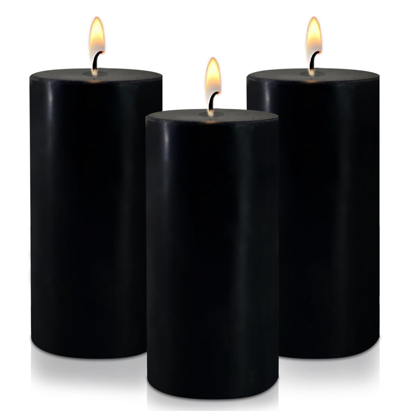 2.8" x 6" Hand-Poured Unscented Candle, Dripless Pillar Candle Set of 3, Long Lasting Burning, Approx 120 Hours Burn Time, Rustic Country Style, for Wedding, Dinner, Christmas and Home Decor, Black