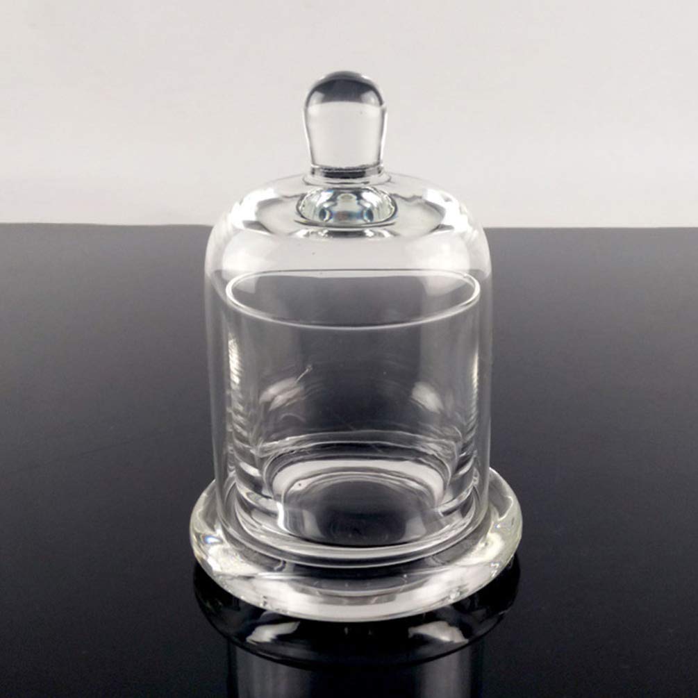 EXCEART Glass Cloche 2 Sets Clear Glass Dome Candle Glass Jar Cloche Dome Bell Jar Candle Cover Display Wedding Decoration Ornament Clear