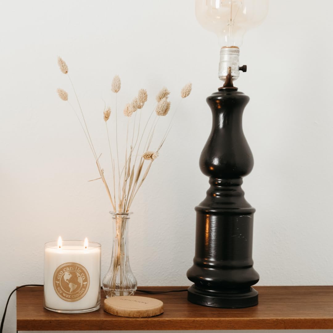 ECO CANDLE CO. Recycled Candle, Sanctuary, 18 oz. Double Wick - Scents of Black Orchid, Ginger, Cardamom, Lily, Leather, Amber, & Kyara - 100% Soy Wax, No Lead, Kraft Paper Label & Lid, Hand Made