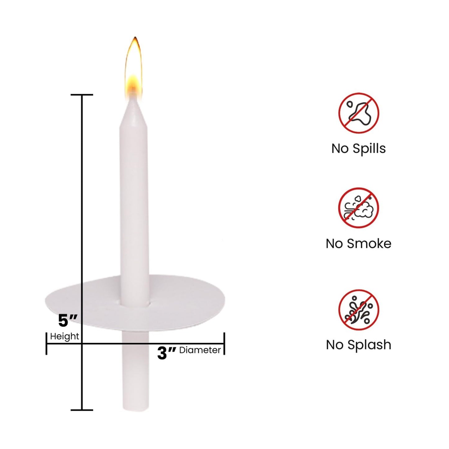 Church Candles with Drip Protectors, Box of 50 Candles, Devotional Candlelight Vigil Service Taper Candles, Smokeless,Unscented White 5" X 1/2"