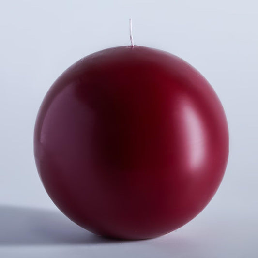 MOZEAL Hand-Poured, 6 Inch Dark Red Large Round Ball Candles - Elegant Dark Red Round Pillar Candles, Dripless, Unscented, Smokeless, Ideal for Intimate Gatherings.