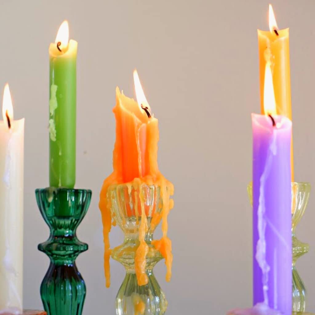 Candlestock Hippie Drippy Drip Candles - Pack of 6 Dripping Taper - Wine Bottle Melting Candles (Yellow)
