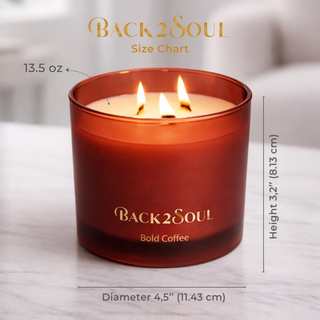 Scented Soy Candles 13.4 oz, Non Toxic Candle, Clean Burning Aromatherapy Candle for Relaxation, 50 Hours Burn Time, Mothers Day Gift for Mom, Bold Coffee