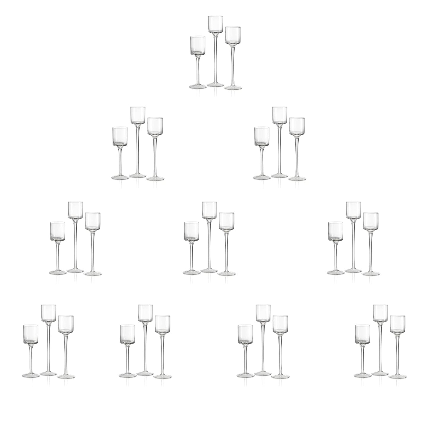 Glass Candleholders Tea Light Candle Holders Clear Wedding Weddings Hurricane Tall Elegant Ideal for Dining Party Home Decor Parties Table Settings Gifts Different Sizes (10 Sets Small Clear)