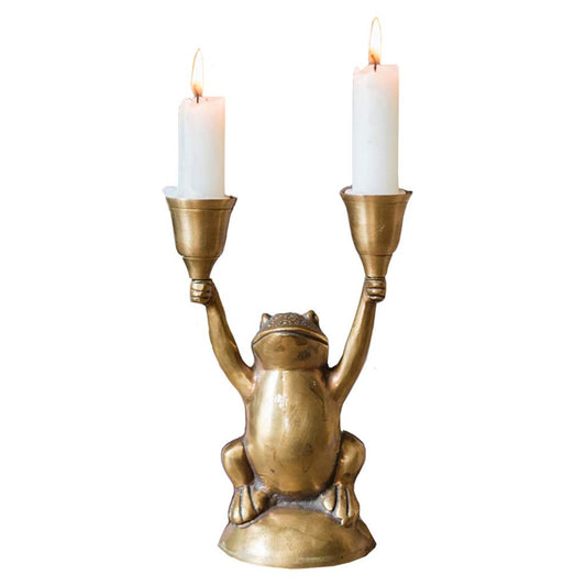 XILIN-1987 Candle Holderss Brass Handmade Frog Candlestick Study Room Decoration Vintage Art Gifts Fun Candlestick Decorative Candlestick