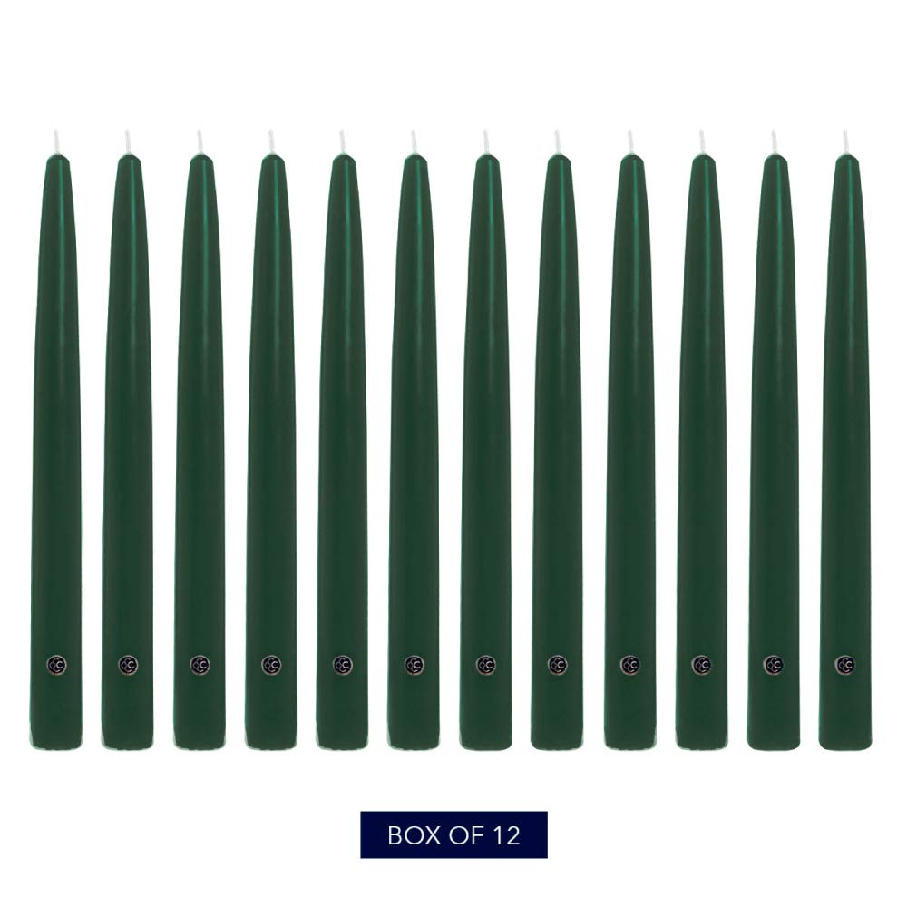 Colonial Candle Unscented Taper Candle, Handipt Collection, Evergreen, 12 in, Pack of 12 - Up to 10 Hours Burn