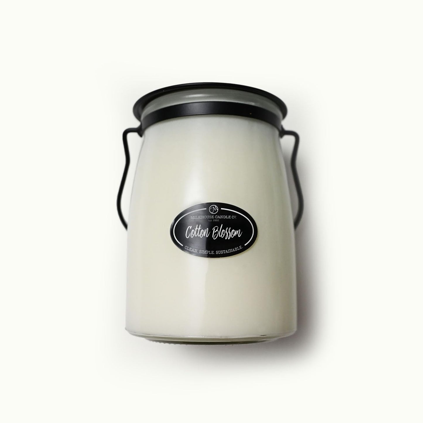 Milkhouse Candle Company Cotton Blossom Soy Candle - Cotton & Sea Grass | Dewy Violet | Powdery Musk Scented - 22 oz Butter Jar with Lid, 120+ Hours of Burn Time, Made in the USA