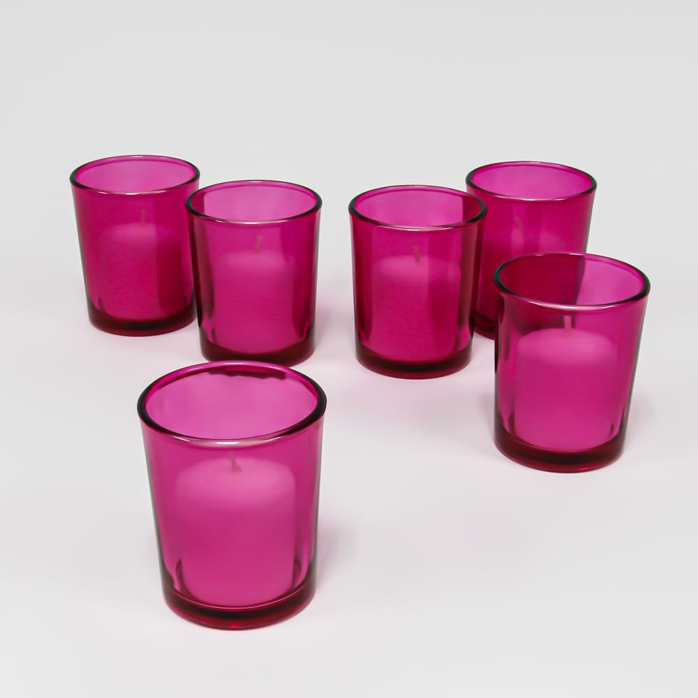 Set of 12 Pink Colored Eastland Glass Votive Candle Holders