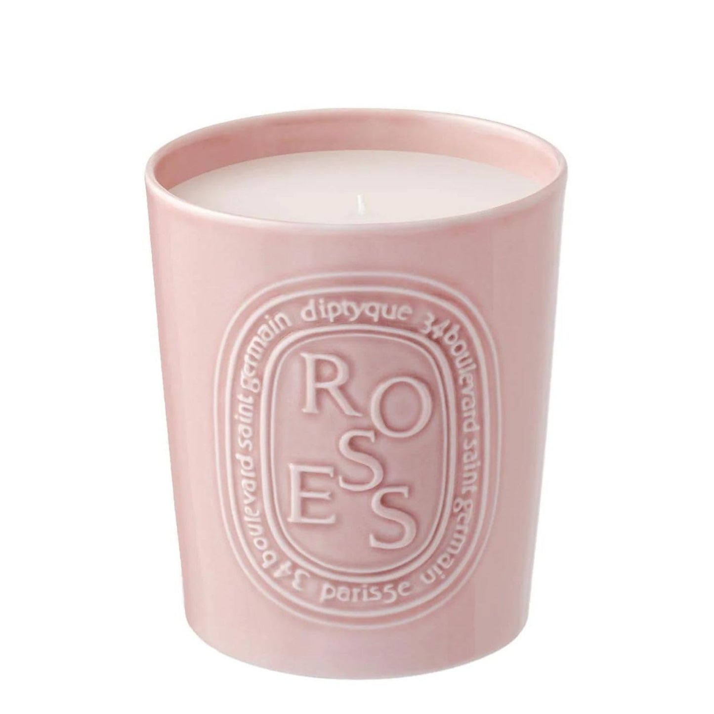 Diptyque Roses Candle 600g Porcelain jar Luxury Candle 100h Burn time 21.1 oz, Pink