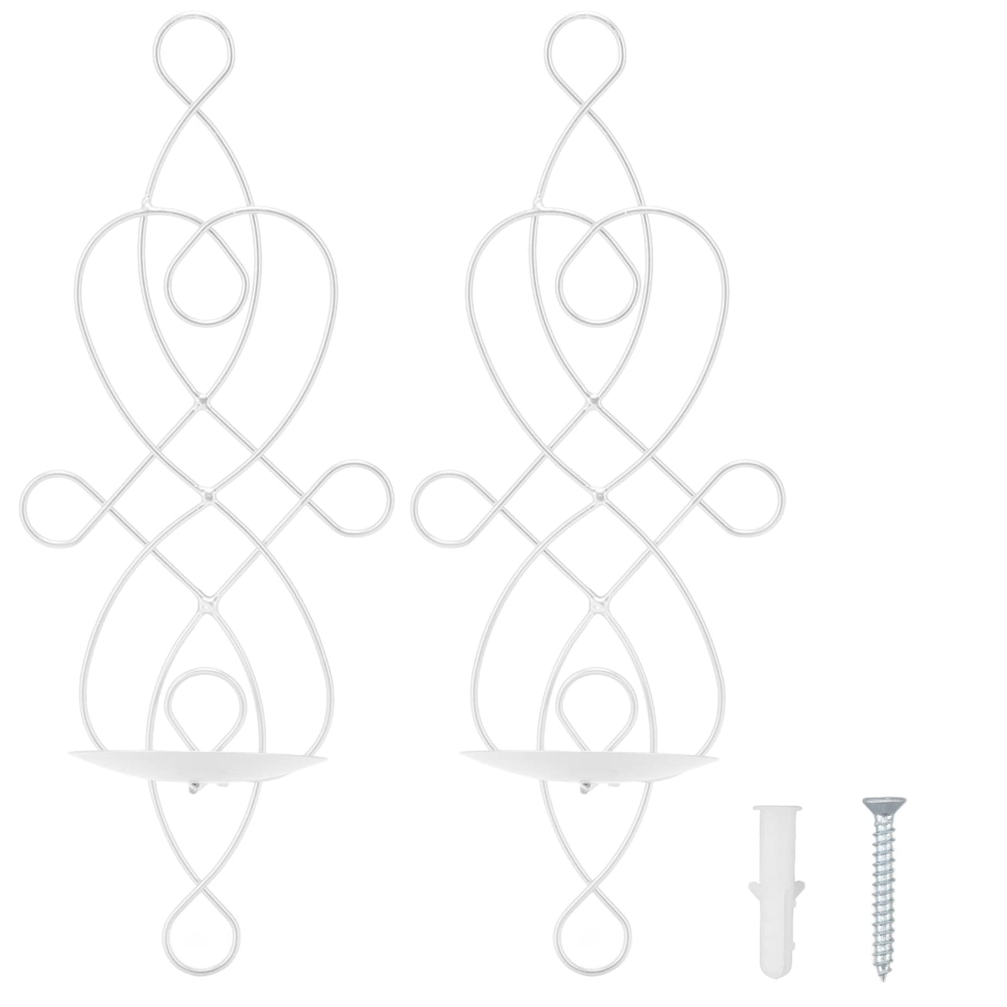 Wall Sconces Candle Holder Set of 2 – Foldable Iron Hanging Candle Sconce Holder for Bedroom & Dining Room, Rustic White Finish, Compatible with Standard Taper Candles