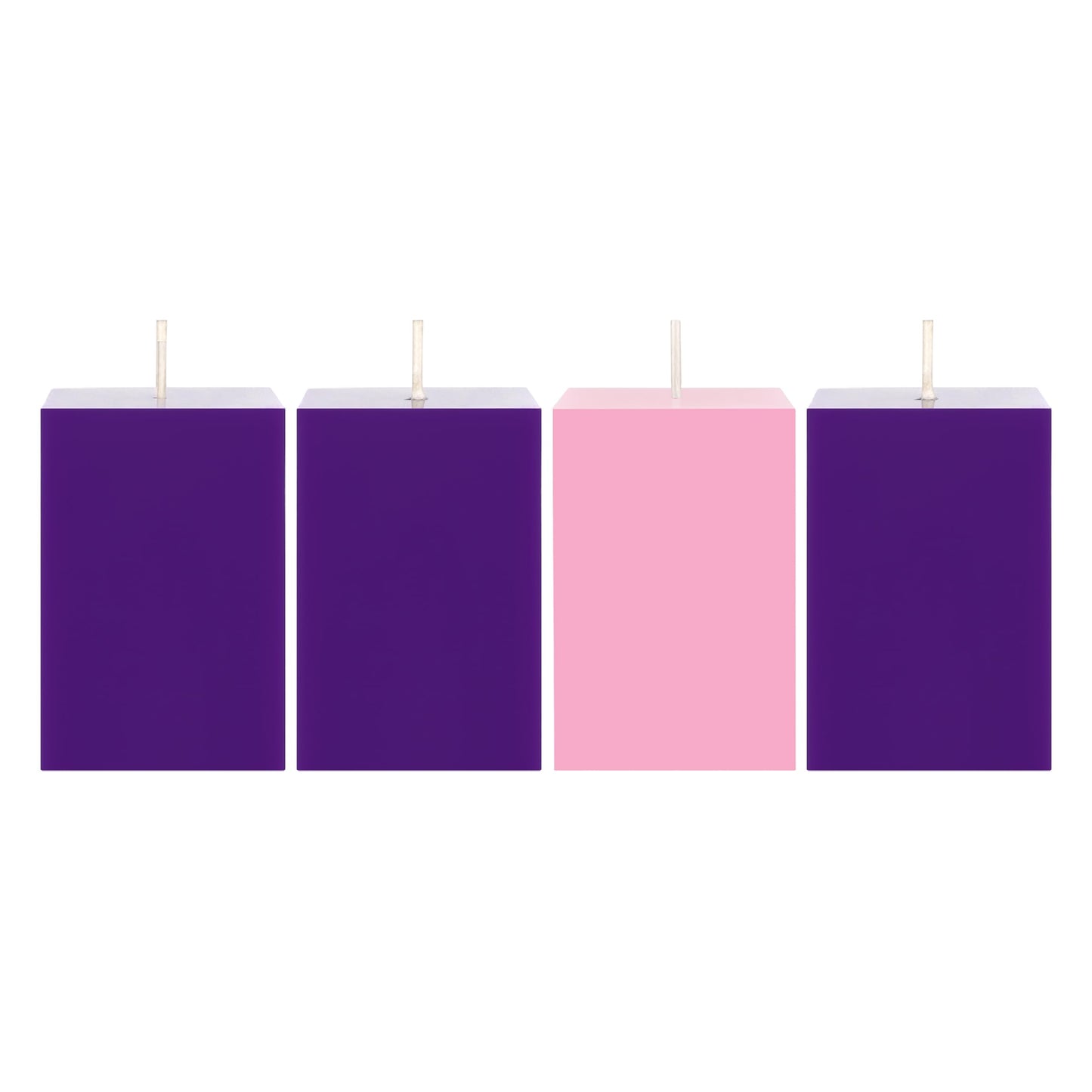 Mega Candles 4 pcs Unscented Christmas Advent Candles Set, Hand Poured Premium Wax Square Pillar Candle 2 Inch x 3 Inch, Holidays, Occasions, Events, Festivitiess, Devotional, Church, Wreath, Gifts