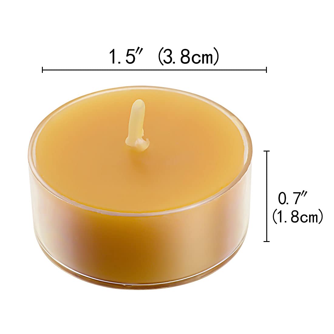 DEYBBY Natural Beeswax Tealight Candles 200 Pack, Unscented Small Beeswax Candles Bulk in Clear Cup, 4-5 Hours Burn Tea Light Candles for Home Decor Emergency Bath Relaxation (Yellow)