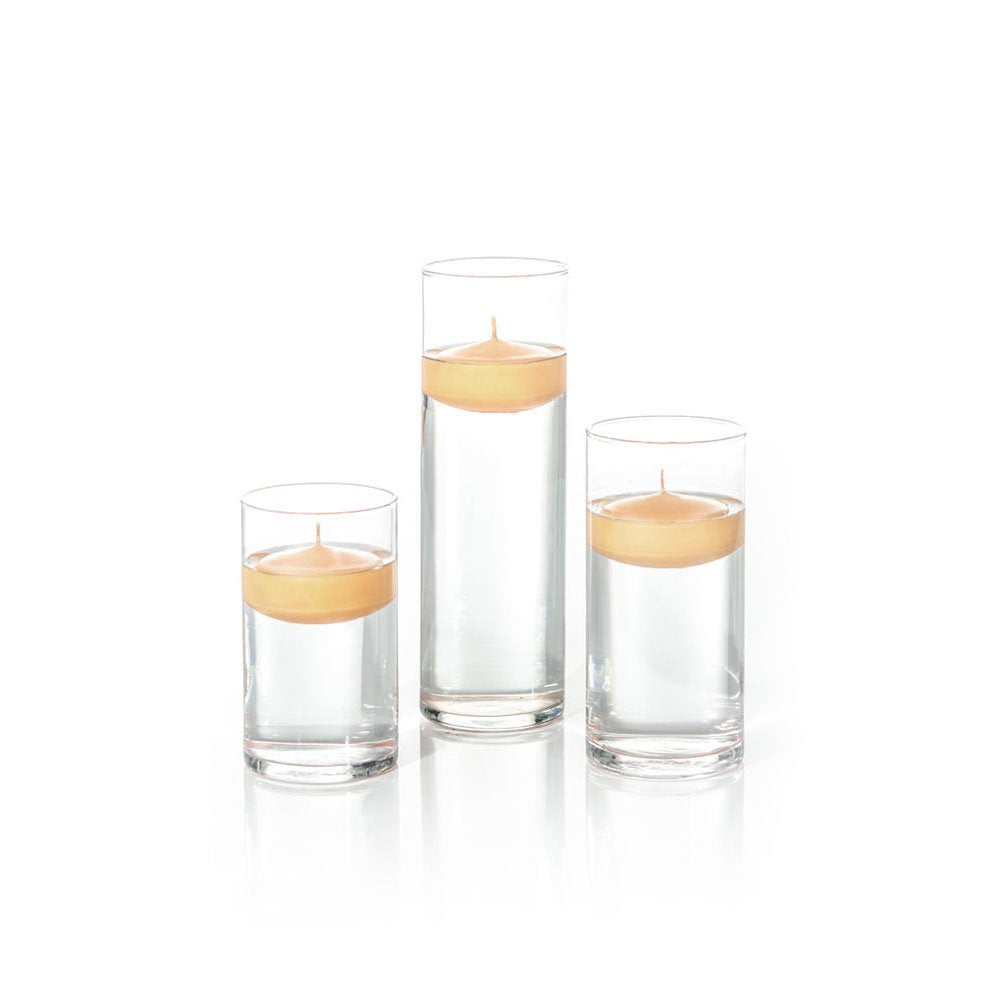 yummi Set of 18 Floating Candles and Cylinder Vases - Caramel