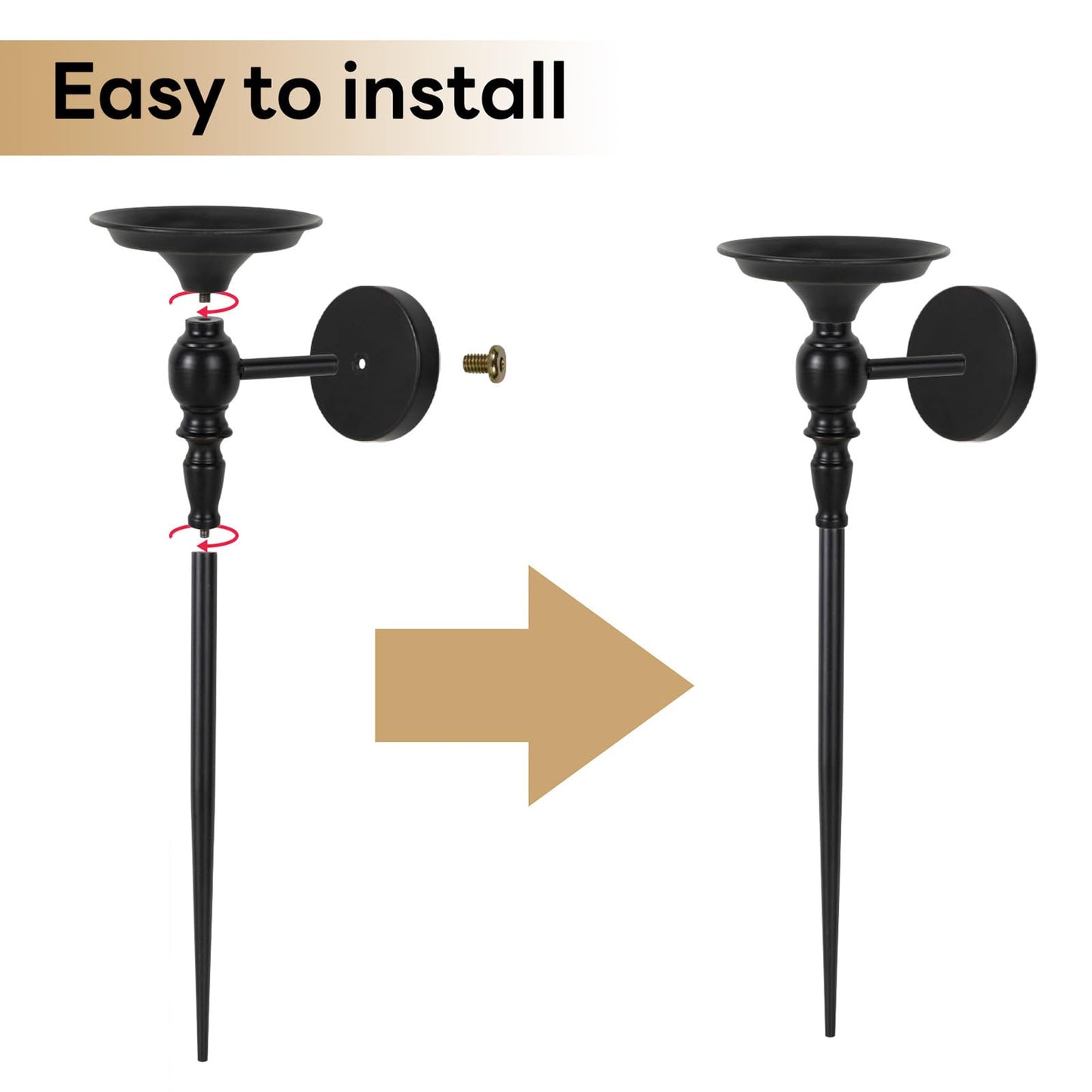Wall Sconce Candle Holder Set of 2, Large Black Scepter Design Metal Wall Candle Holder, Home Wall Decoration for Living Room, Bathroom, Dining Room