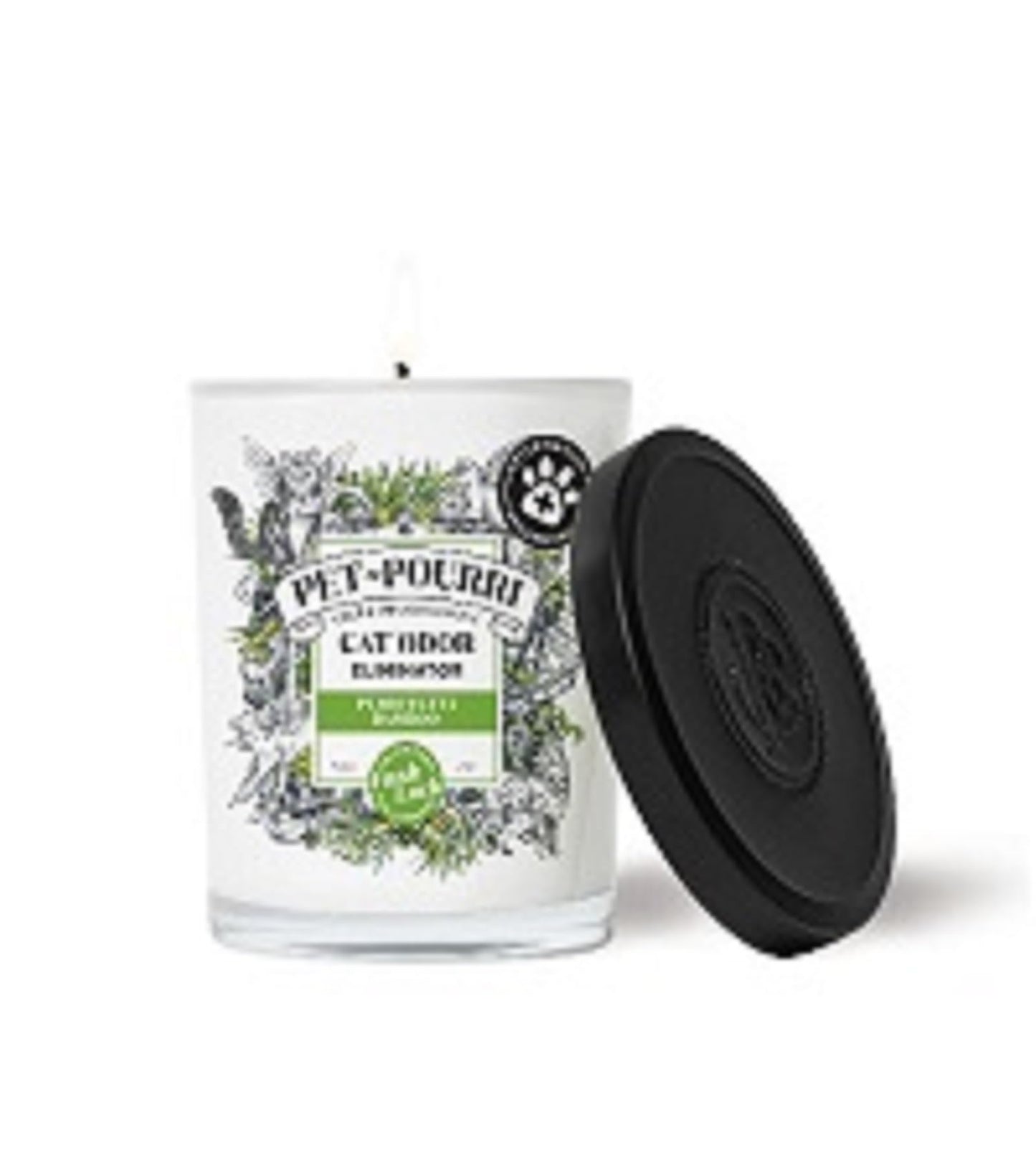 Pet-Pourri Purrfectly Bamboo Cat Deodorizer Candle – Cat Safe Plant Based Ingredients & Wax – Vet Approved – Aromatherapy & Air Freshener for Kitty Odor – Scented with Bamboo, Jasmine & Pear