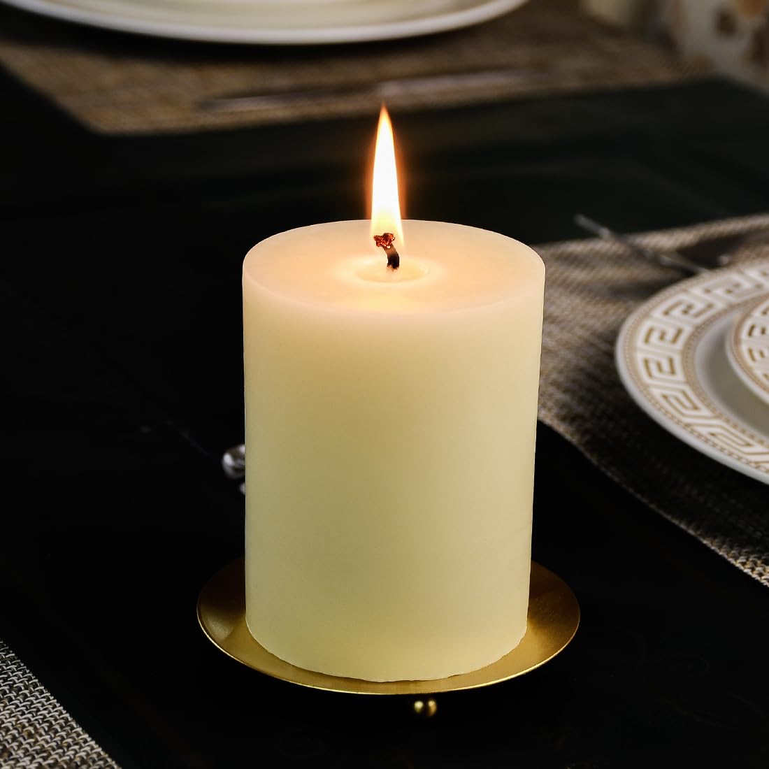 JONERAY Beeswax Pillar Candles 3x4 Inch, Pure Natural Beeswax Candles - Unscented, 40 Hour Burn Time,Hand-Poured (Ivory)