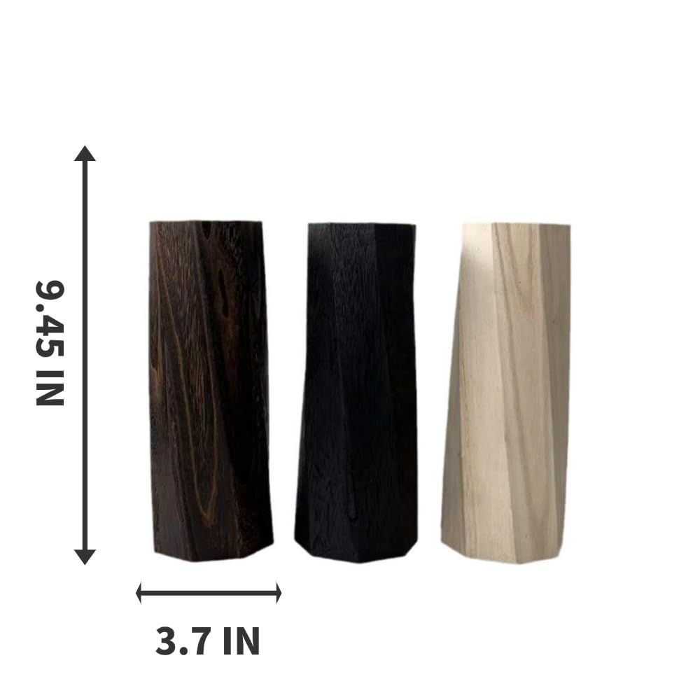 Handmade Eco-Friendly Wooden Vase Set - Natural Solid Paulownia Wood Vases for Home Decor, DIY Hand-Painted Design, Unbreakable Decorative Gift Set (7”, 10”, 12”)