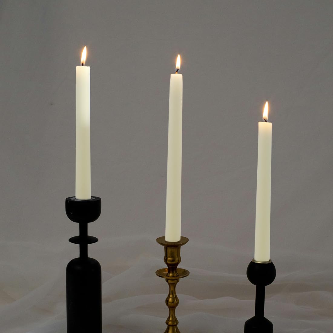 24 Pack Natural Beeswax Taper Candles in Bulk 10 inch Tall - Dripless Candle 100% Pure Unscented Beeswax, 8 Hours Long Burning Time - Off White