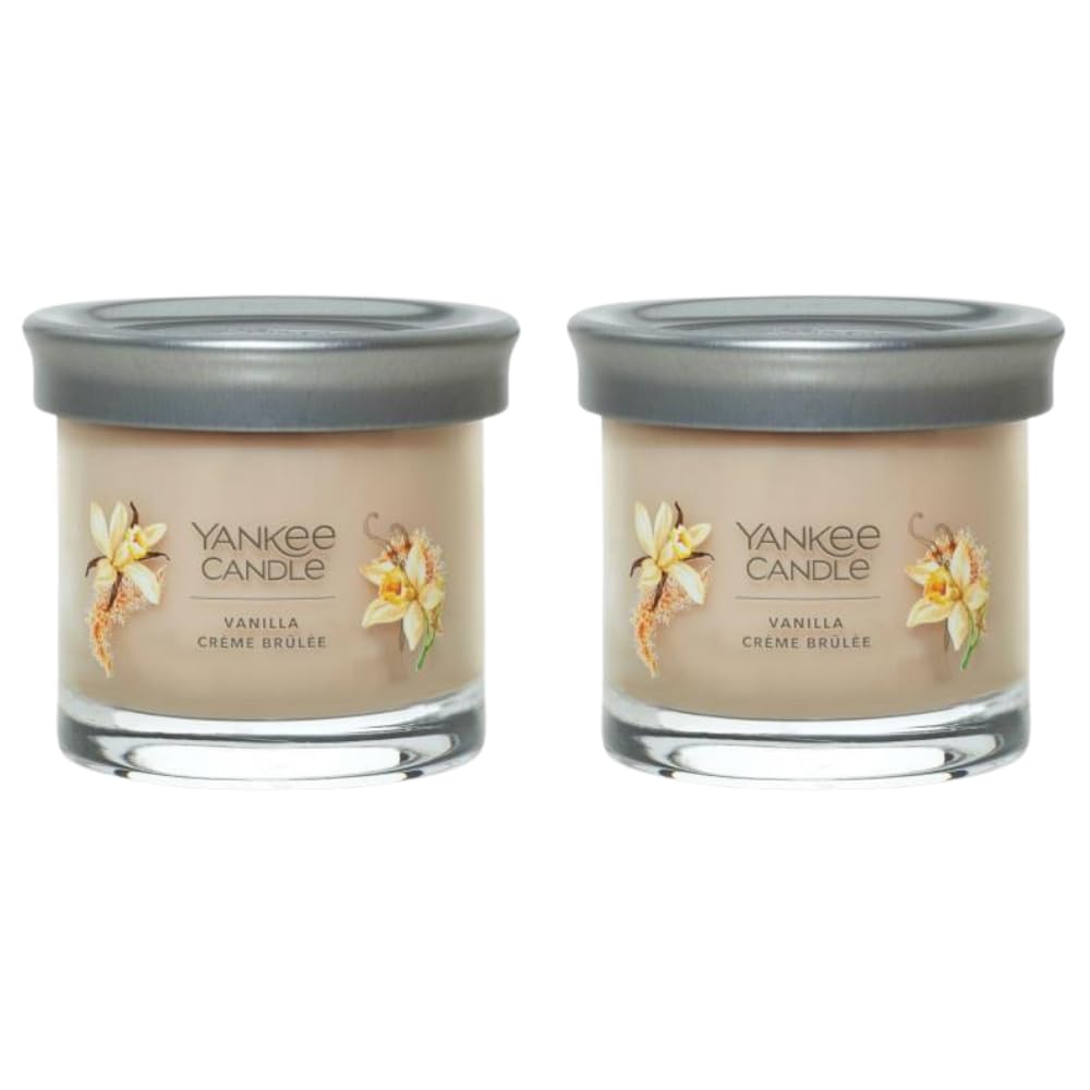 Yankee Candle Small Tumbler Scented Single Wick Jar Candle, Vanilla Creme Brulee, Over 20 Hours of Burn Time, 4.3 Ounce (Pack of 2)