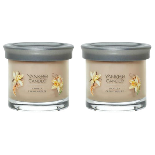 Yankee Candle Small Tumbler Scented Single Wick Jar Candle, Vanilla Creme Brulee, Over 20 Hours of Burn Time, 4.3 Ounce (Pack of 2)