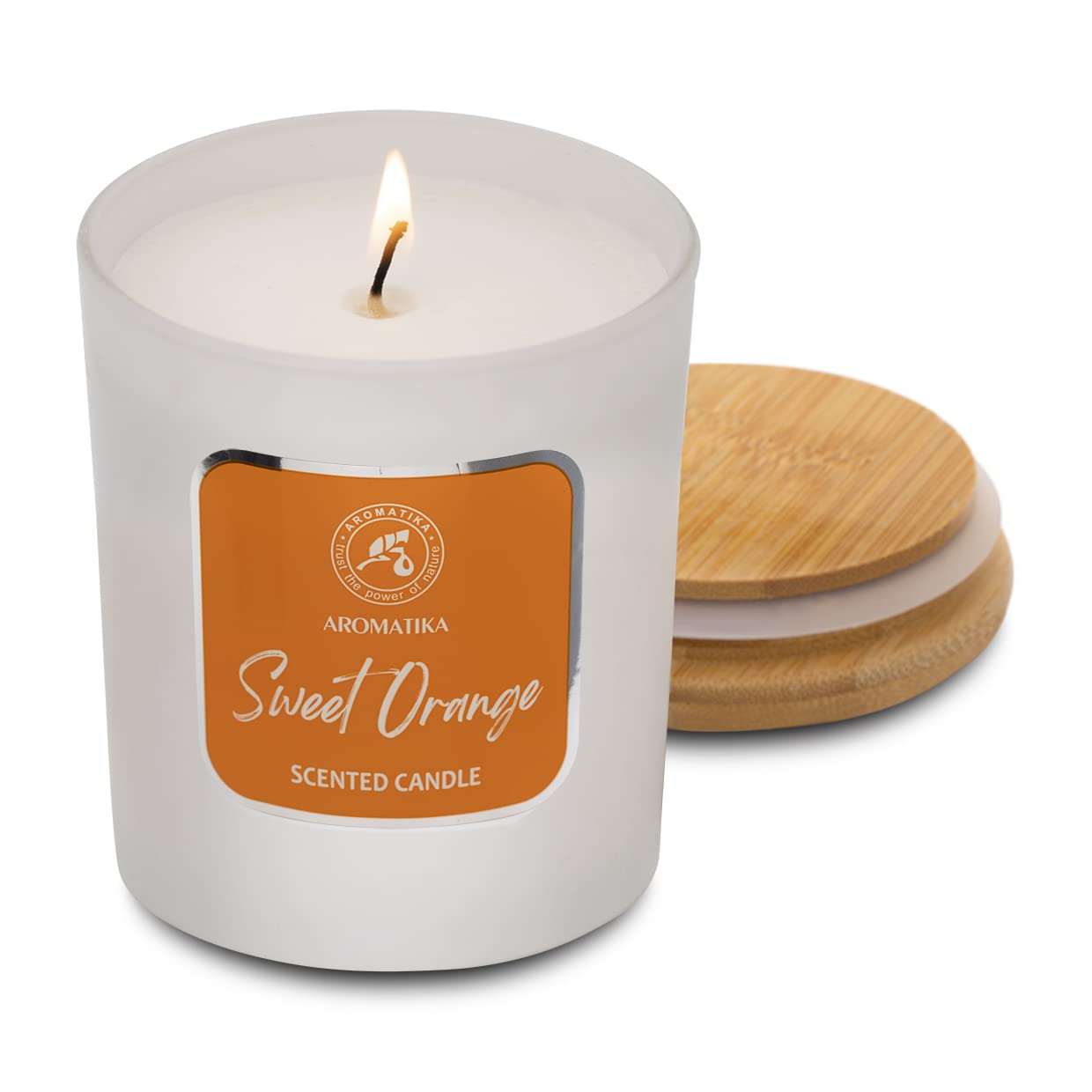 Sweet Orange Essential Oil Aromatherapy Soywax Candle - Up to 45 Hours Burn Time - Glass Candle Gift - Luxury and Sensual Soy Wax Candle