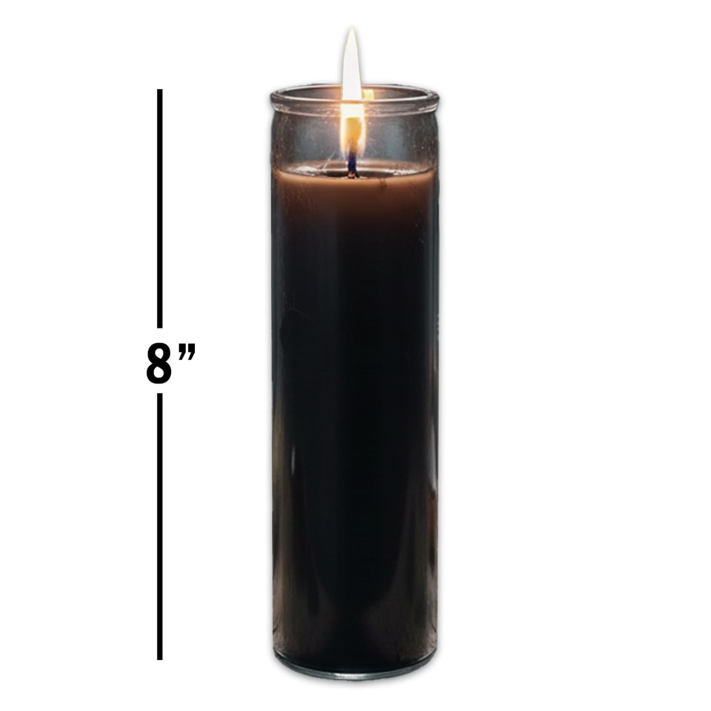 Black Glass Candle Set - 6 Pack Unscented Black Prayer Candles for Rituals, Spells, Magic, Pagan and Witchcraft Altars, Plus More | Bulk 8" Candle Kit