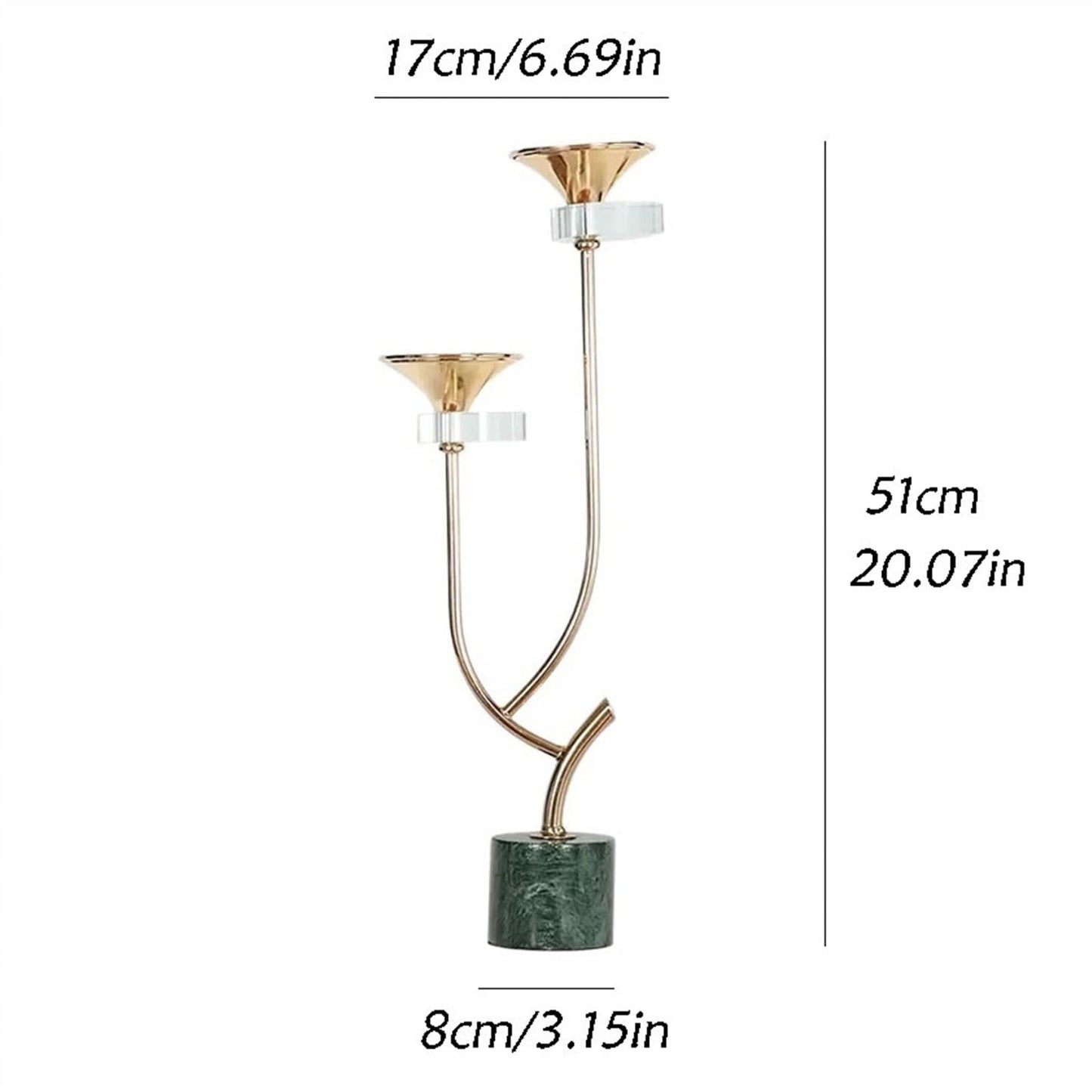 cfycfy987 Candelabra Light Luxury Iron Decorative Candlestick Marble Base Candlelight Dinner Props Porch Living Room Decorative Ornaments Candle Sticks Holder(Small)