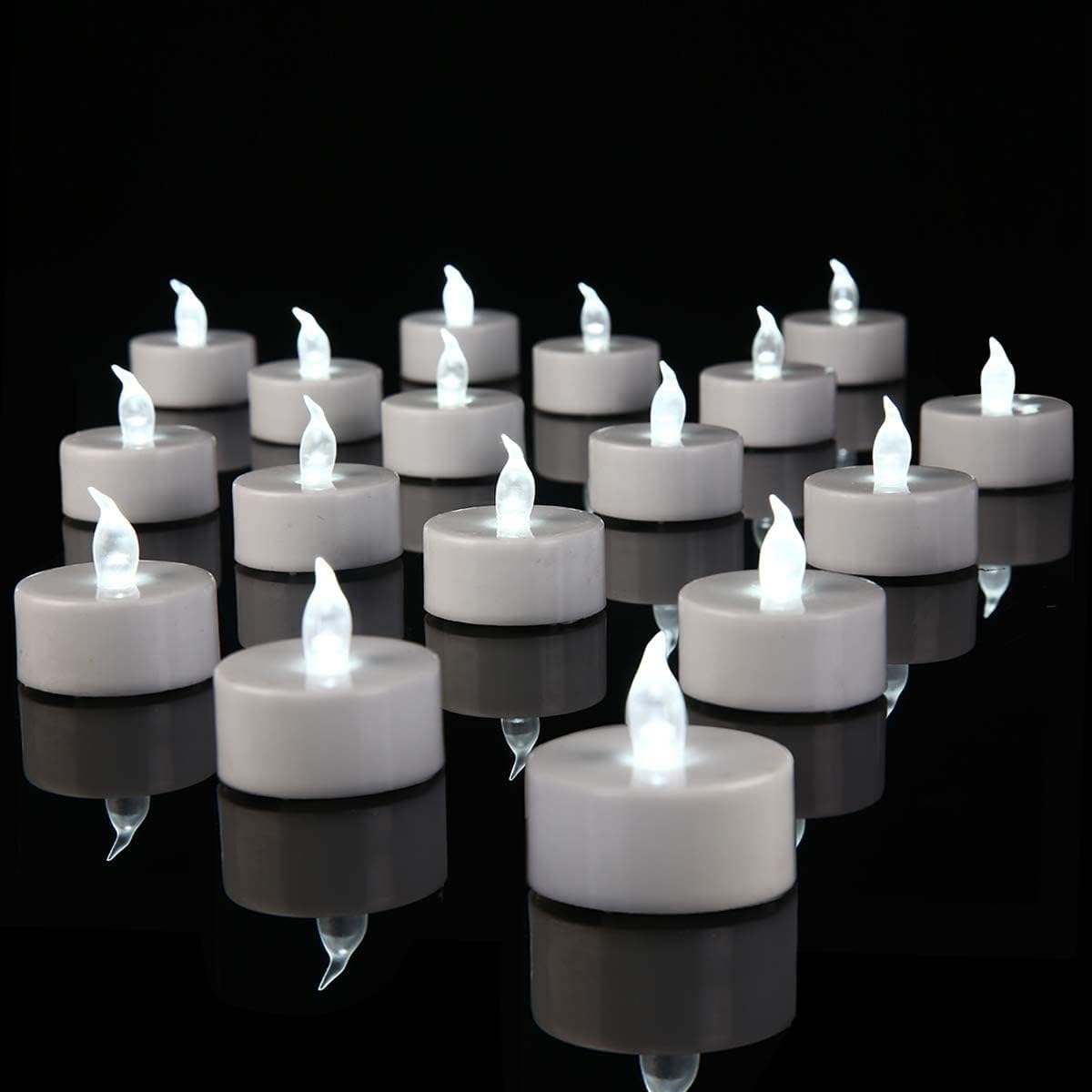 YIWER 100pcs Flameless Tea Lights Candles Realistic LED Flickering Operated Pumkin LED TeaLights Candles Long Lasting Electric Fake Candles Decoration for Party and Gifts Ideas