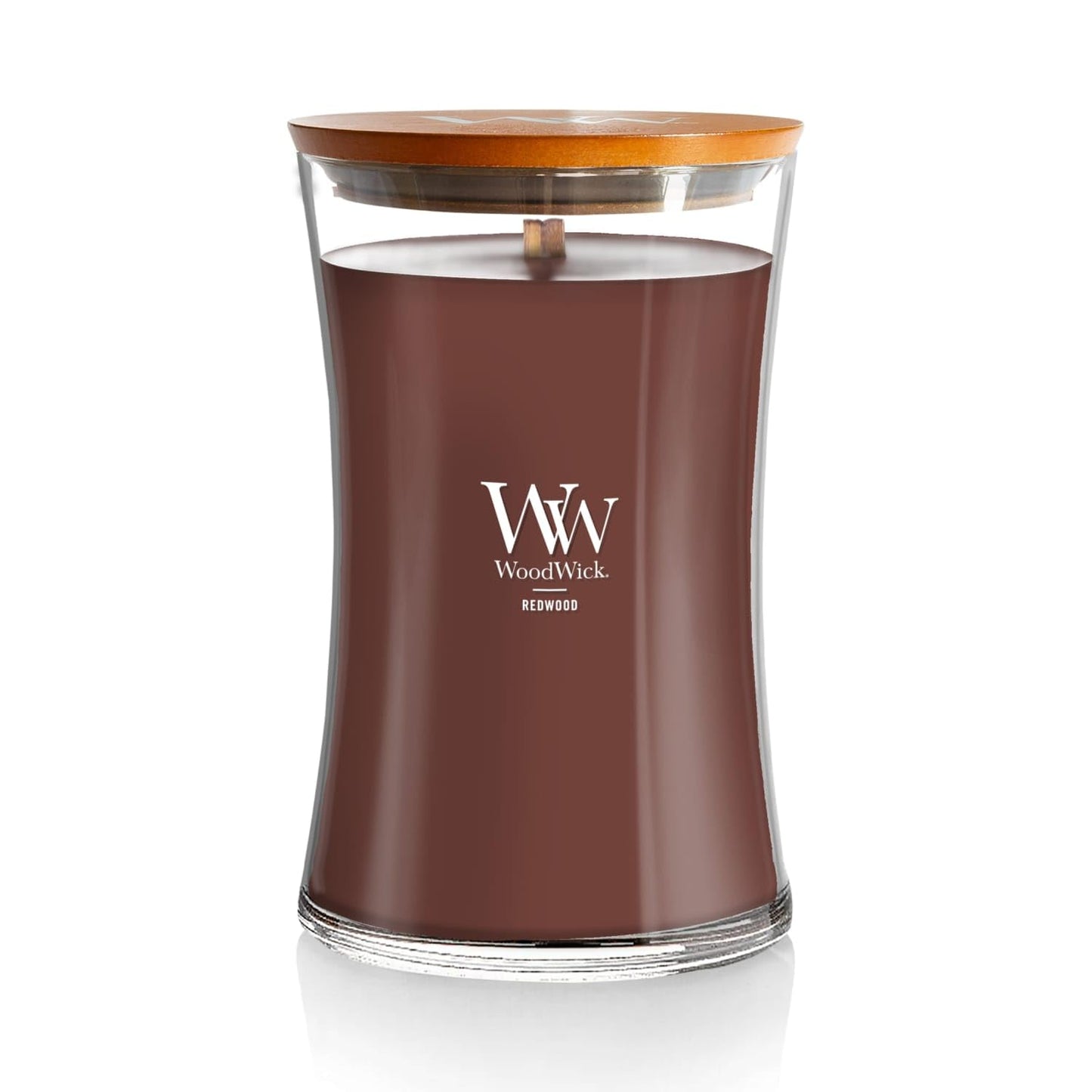 WoodWick Redwood Holiday Candle Gifts for Women and Men, 21.5 oz Large Hourglass Candle with Crackling Wick
