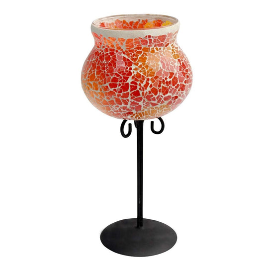 XILIN-1987 Candle Holderss Creative Candlestick Glass Mosaic Iron Candle Holder Vintage Wedding Romantic Candlelight Dinner Decoration Decorative Candlestick (Color : Orange)