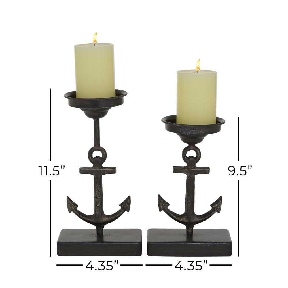 YUHUAWF Candle Holderss 2 Candle Black Metal Candle Holder, Set of 2 Decorative Candlestick