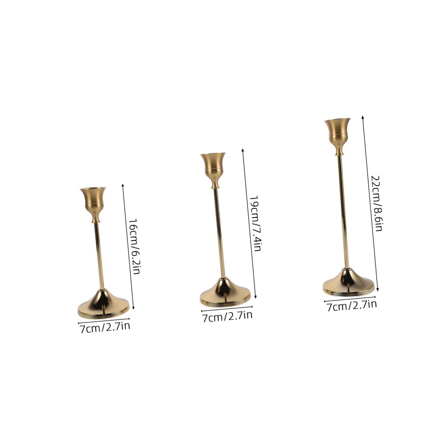 HOMSFOU 6pcs Metal Taper Candle Holders Set with Stable Display and Suitable Lighting Height, Elegant European Craftsmanship Candelabra Candlestick Holders for Wedding Centerpieces