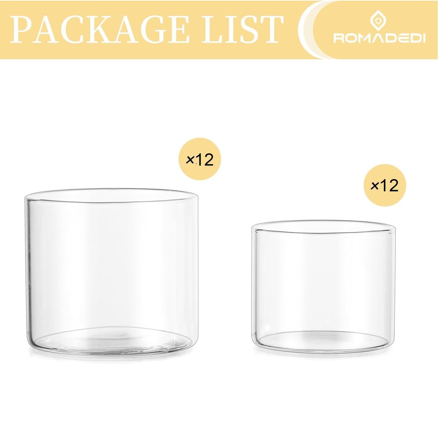 Romadedi Votive Tealight Candle Holders - 24 pcs Clear Glass Tea Light Holders Bulk Small Table Centerpieces Wedding Decor Party Dinner Home Decorations Festivals Christmas