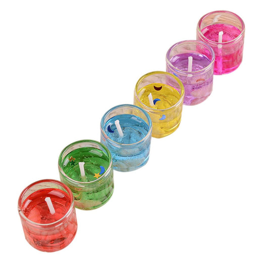 ABOOFAN 6pcs Fragrant Colorful Gel Wax Candles Cleaner-Burning No Black Smoke Mini Size Romantic Party Candles for Candlelight Dinner and Valentine’s Day Decoration