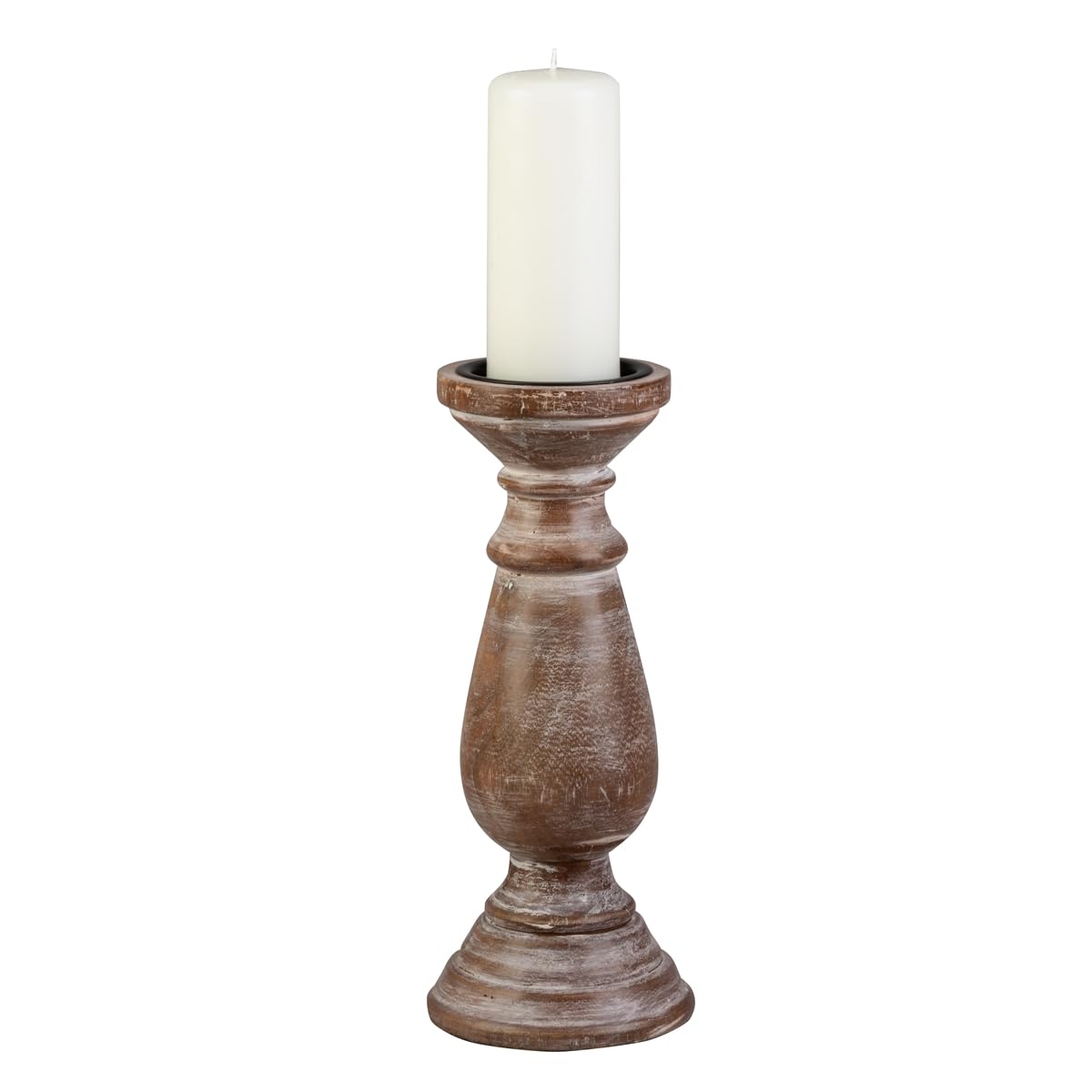 Biedermann & Sons Wooden Pillar Candle Holder, Brown, 9.75 Inch Tall, Fits Up to 3 Inch Pillar Candles, Decorative Candle Stand for Mantels, Tables and Centerpieces