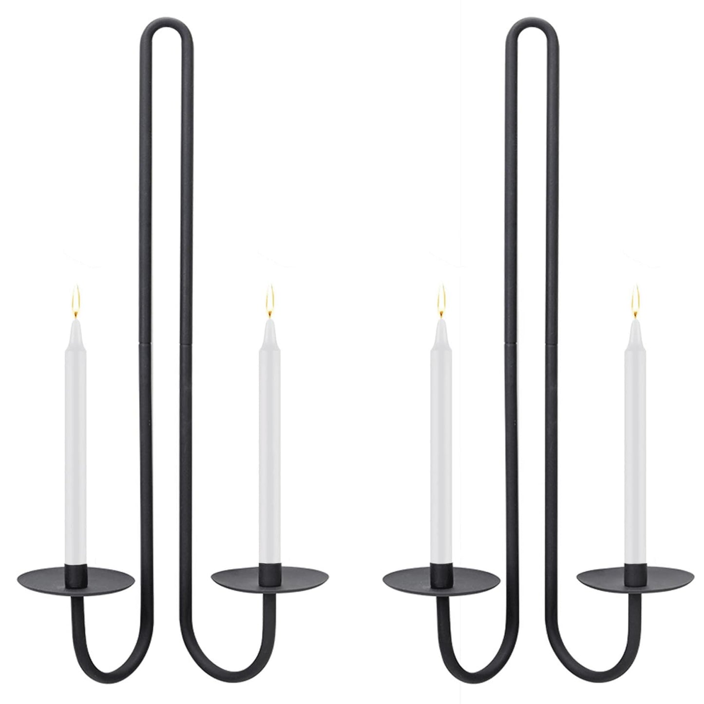 Wall Sconce Candle Holder Metal Hanging Wall Decorations for Home,Living Room, Bathroom, Dining Room, Set of 2（Black