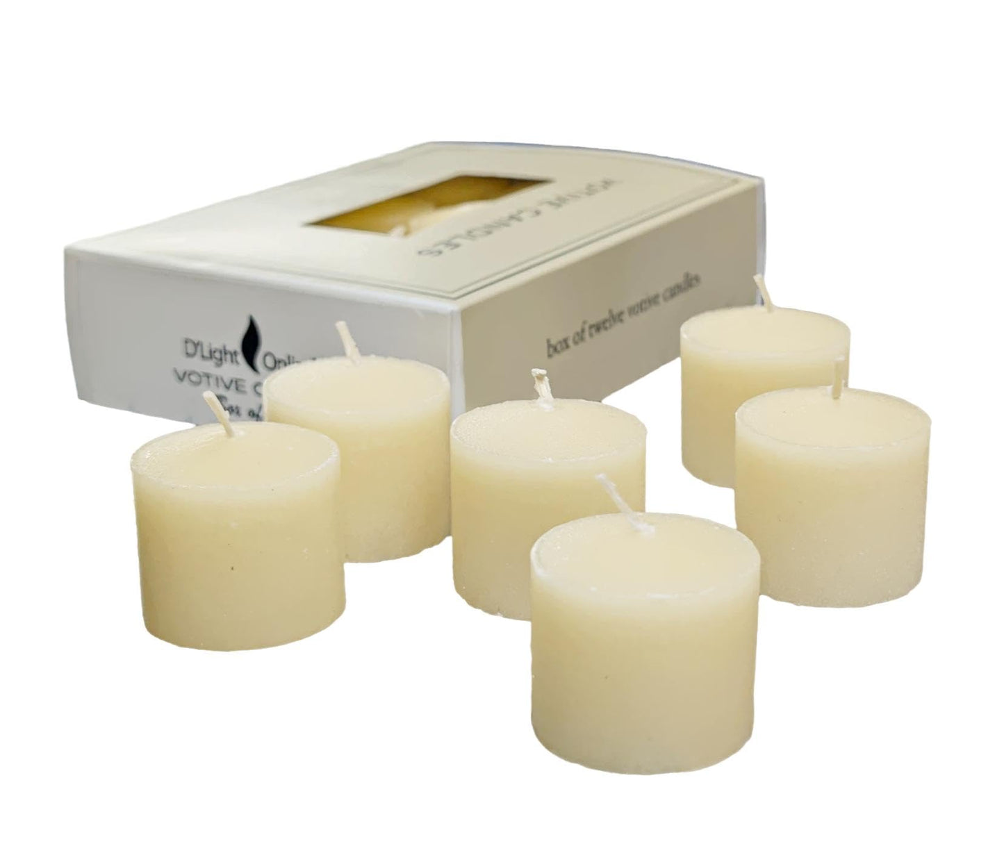 D'light Online Elegant Creamy Ivory Unscented Votive Candles - for Birthdays, Baby Shower, Home Decoration and Weddings (Ivory, 10 Hour - Set of 12)