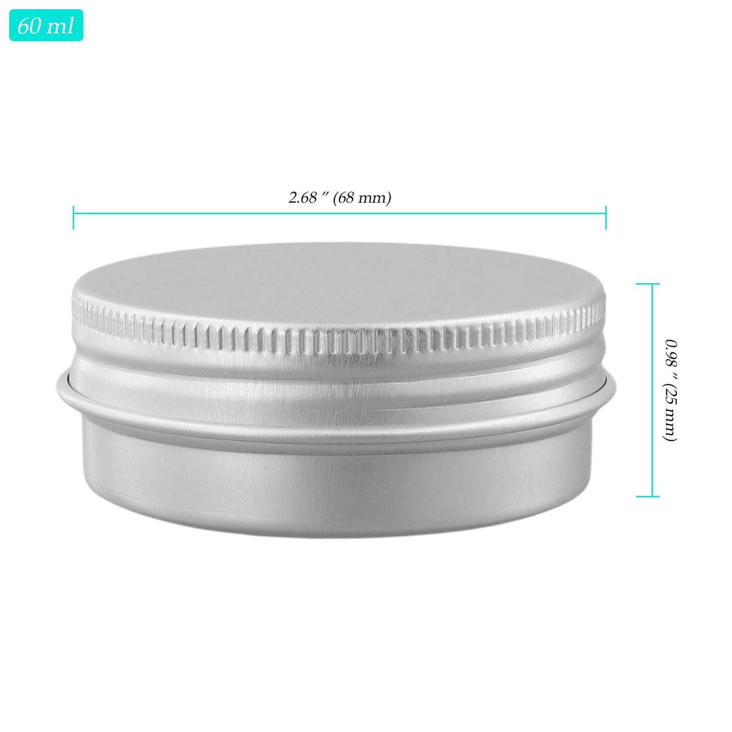 NINGWAAN 80 PCS 2 oz Aluminum Tin Jars, 60ml Metal Round Empty Tin Cans Containers with Screw Lids for Salve, Cream, Candle, Silver