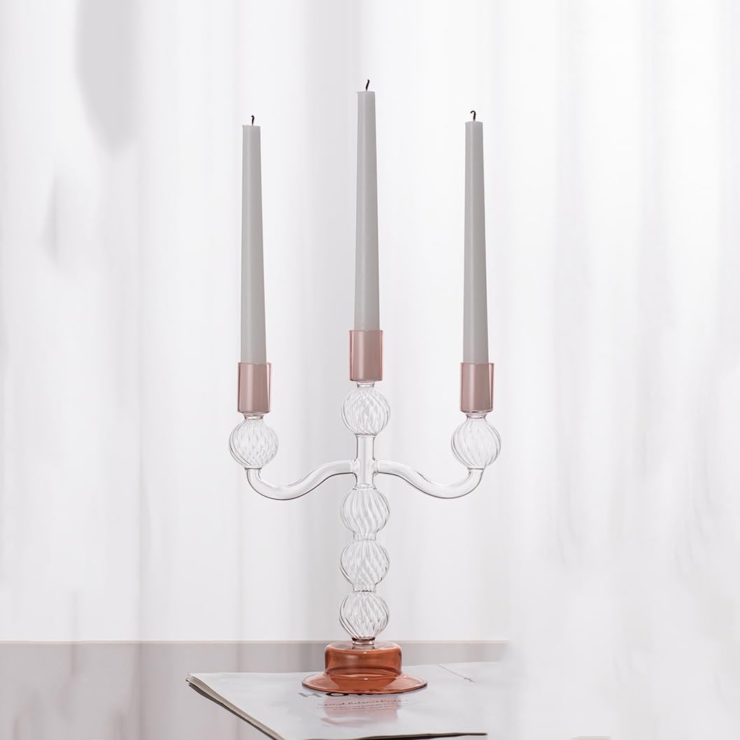 YUHUAWF Candle Holderss European Style Three-Head Glass Candlestick Home Decoration Ornaments Wedding Table Candle Holder Decorative Candlestick
