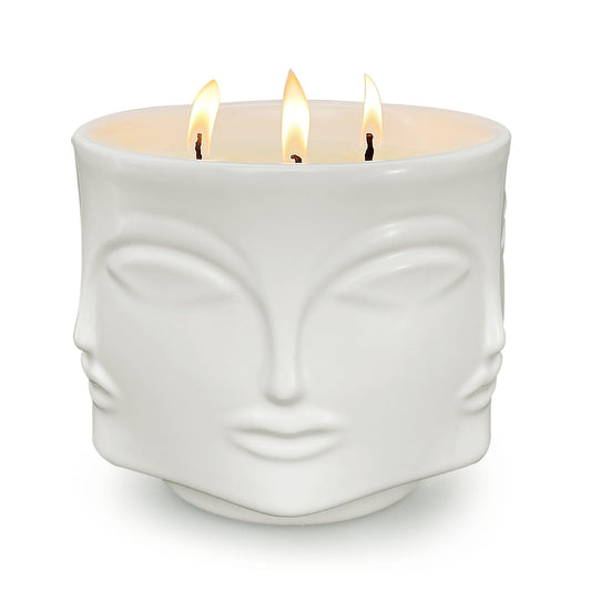 Strong Vanilla 3 Wick White Large Candle, 20oz, Ceramic, Outdoor Scented Candles, 100% Soy, for Home Scented, Yoga, Meditation, Patio, Table Decor, Beautiful Candle Jars