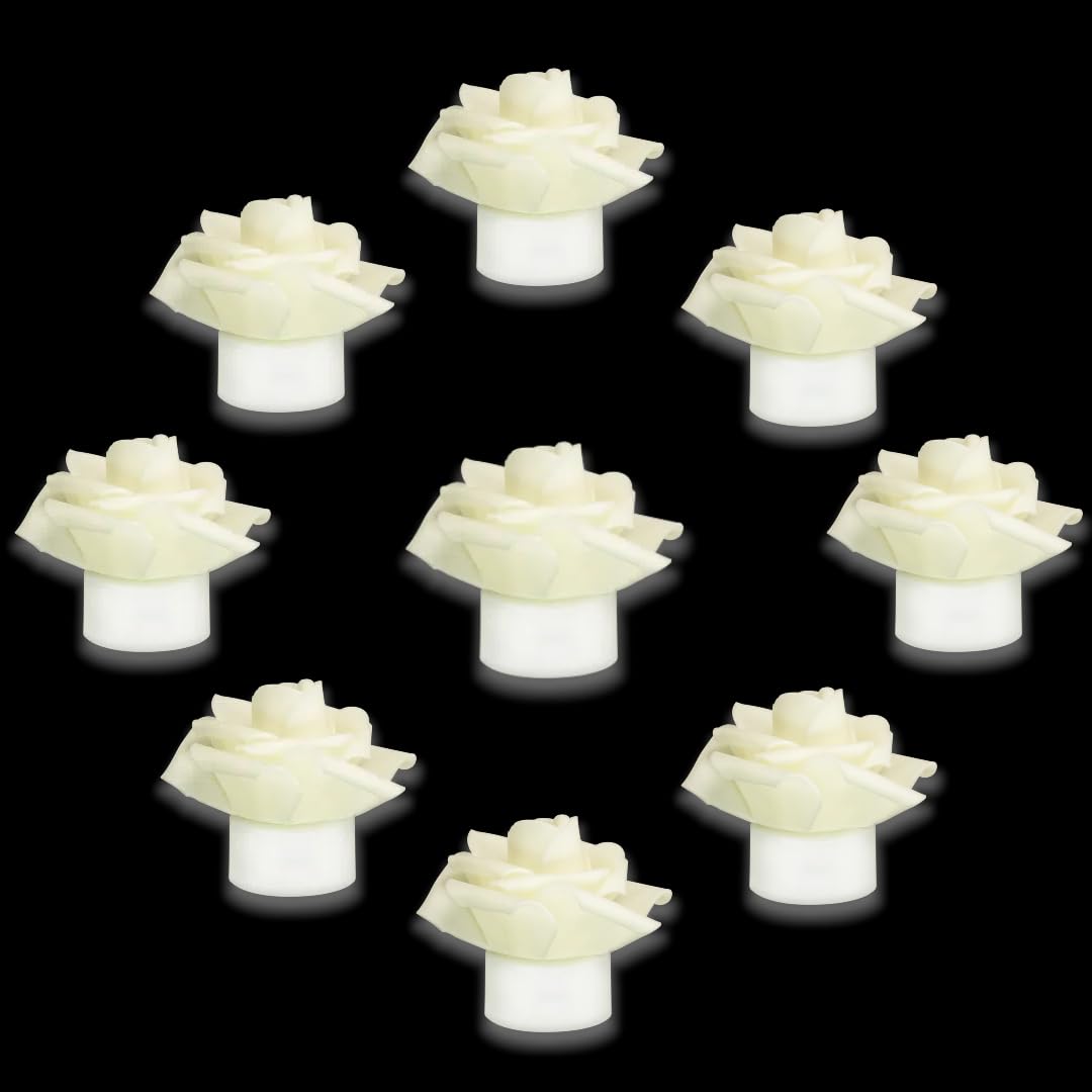 SupBri 12 Pack Led Candles with Artificial Flowers, 200+Hour Battery Operated Tea Lights Candles for Centerpiece Table, Party, Wedding Decorations(White)